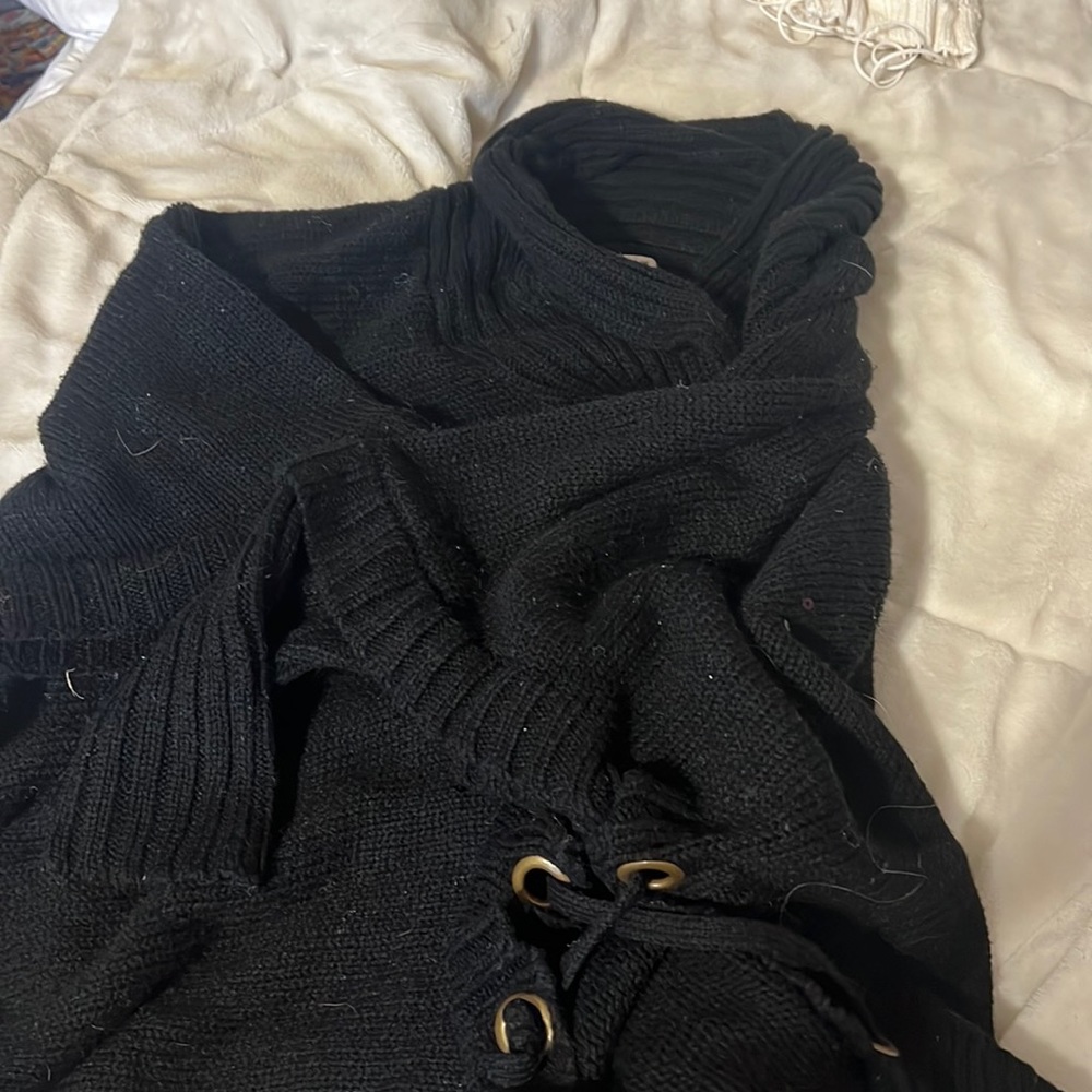 Sweater cardigan with hood